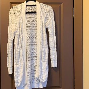 Long white cardigan.